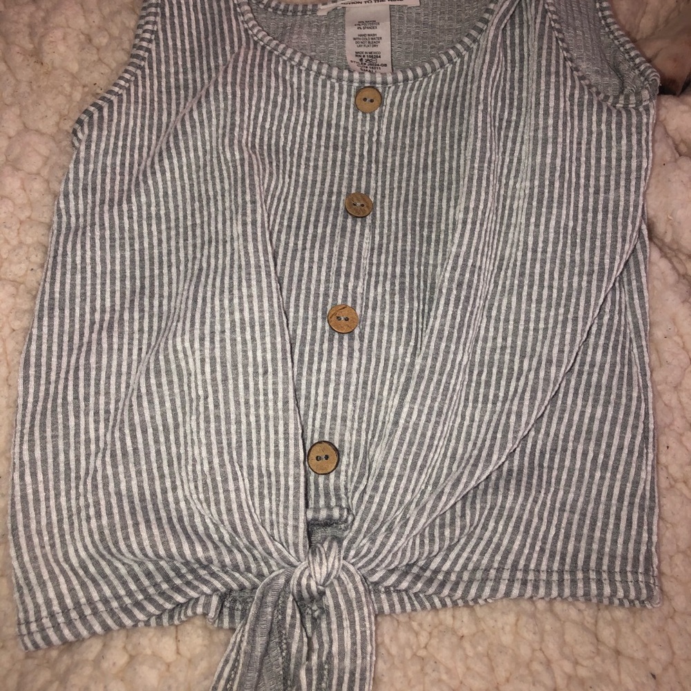 Gray  and white striped tank top